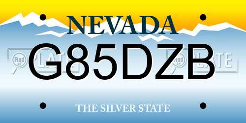 G85DZB Nevada License Plate