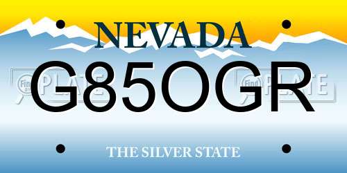 G85OGR Nevada License Plate