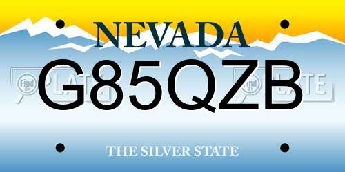 G85QZB Nevada License Plate