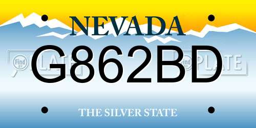 G862BD Nevada License Plate
