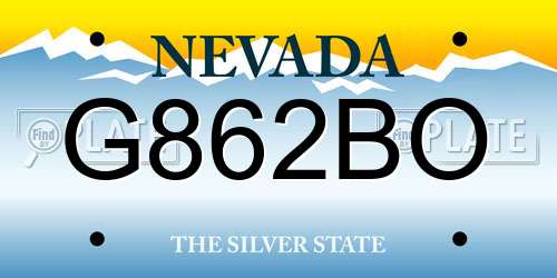 G862BO Nevada License Plate