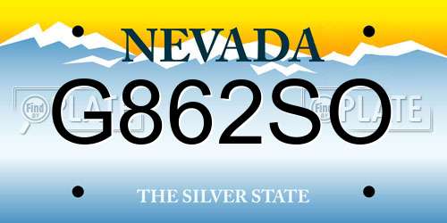 G862SO Nevada License Plate
