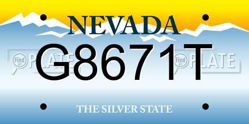 G8671T Nevada License Plate