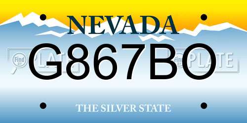 G867BO Nevada License Plate