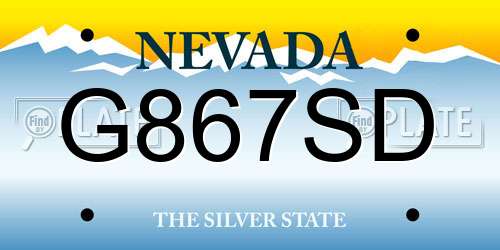 G867SD Nevada License Plate