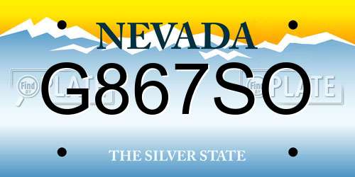 G867SO Nevada License Plate