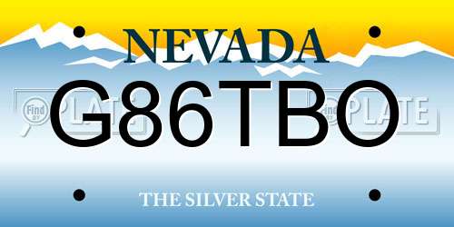 G86TBO Nevada License Plate