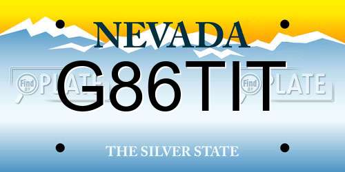 G86TIT Nevada License Plate