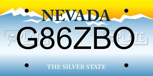 G86ZBO Nevada License Plate