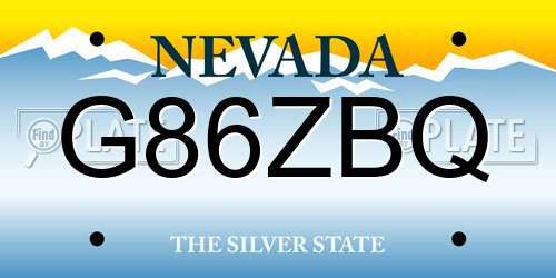 G86ZBQ Nevada License Plate