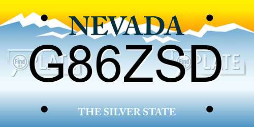 G86ZSD Nevada License Plate