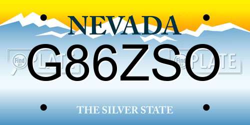 G86ZSO Nevada License Plate