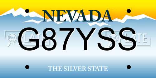 G87YSS Nevada License Plate