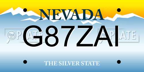G87ZAI Nevada License Plate
