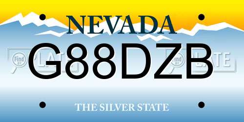 G88DZB Nevada License Plate
