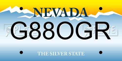 G88OGR Nevada License Plate