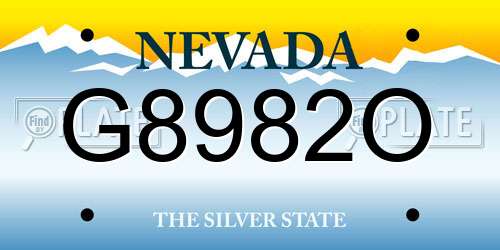 G8982O Nevada License Plate