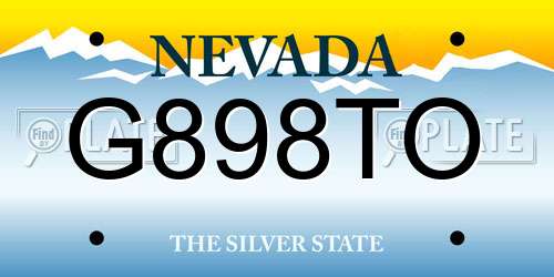 G898TO Nevada License Plate