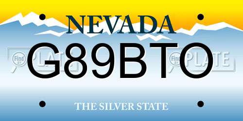 G89BTO Nevada License Plate