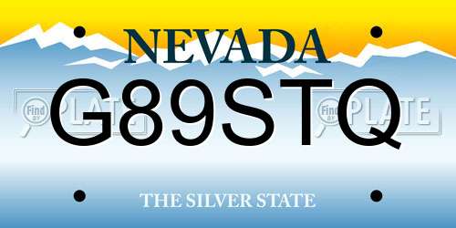 G89STQ Nevada License Plate