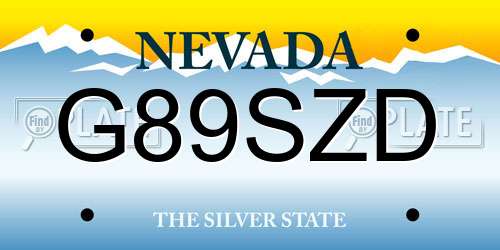 G89SZD Nevada License Plate