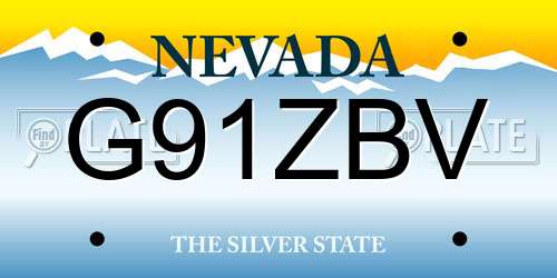 G91ZBV Nevada License Plate