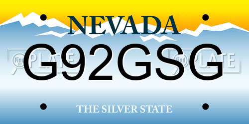G92GSG Nevada License Plate
