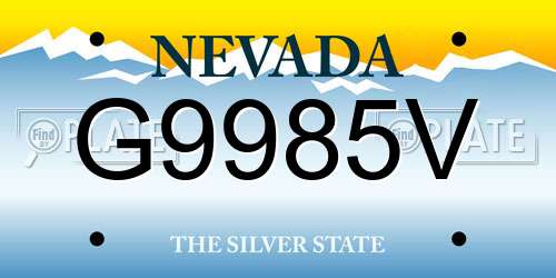 G9985V Nevada License Plate