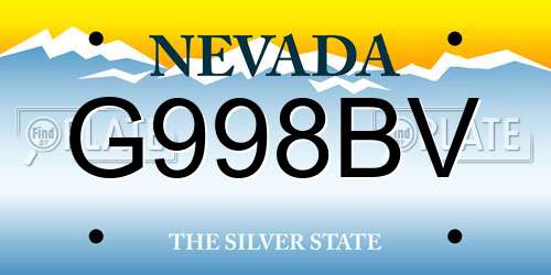 G998BV Nevada License Plate