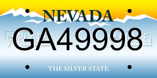 GA49998 Nevada License Plate