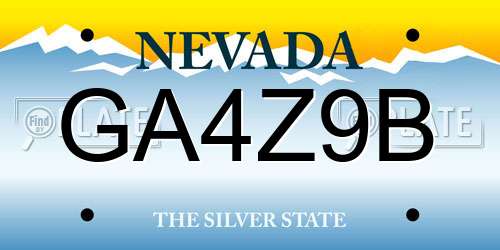 GA4Z9B Nevada License Plate