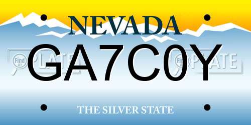 GA7C0Y Nevada License Plate