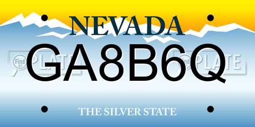 GA8B6Q Nevada License Plate
