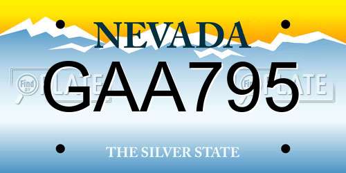GAA795 Nevada License Plate