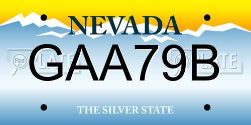 GAA79B Nevada License Plate