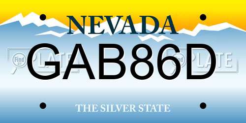 GAB86D Nevada License Plate
