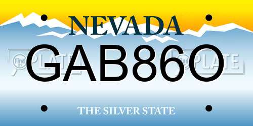 GAB86O Nevada License Plate
