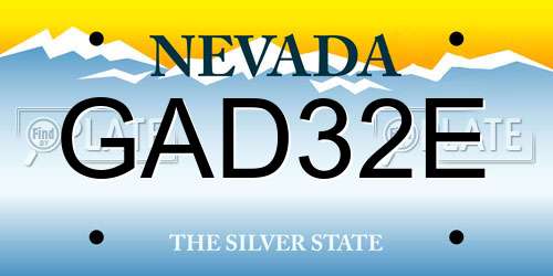 GAD32E Nevada License Plate
