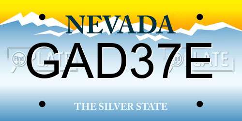 GAD37E Nevada License Plate