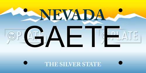 GAETE Nevada License Plate