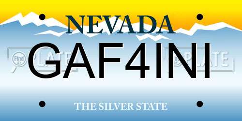 GAF4INI Nevada License Plate