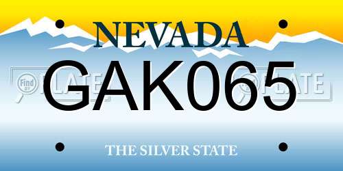 GAK065 Nevada License Plate
