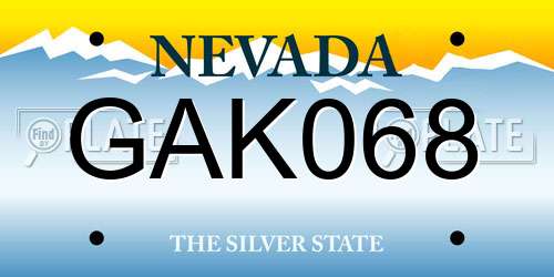 GAK068 Nevada License Plate