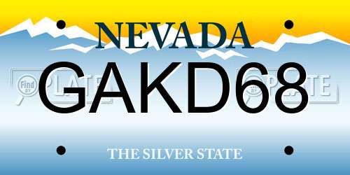 GAKD68 Nevada License Plate