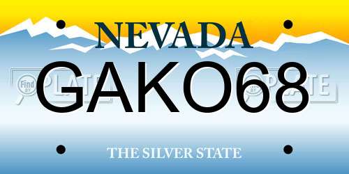 GAKO68 Nevada License Plate