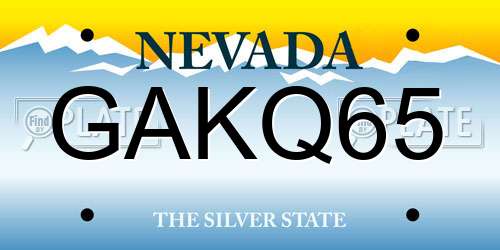 GAKQ65 Nevada License Plate