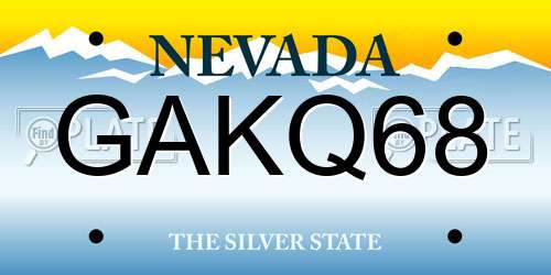 GAKQ68 Nevada License Plate
