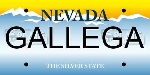 GALLEGA Nevada License Plate