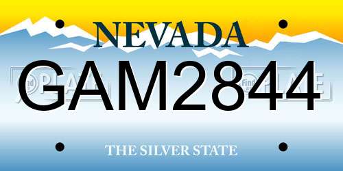 GAM2844 Nevada License Plate