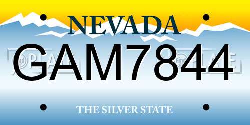 GAM7844 Nevada License Plate